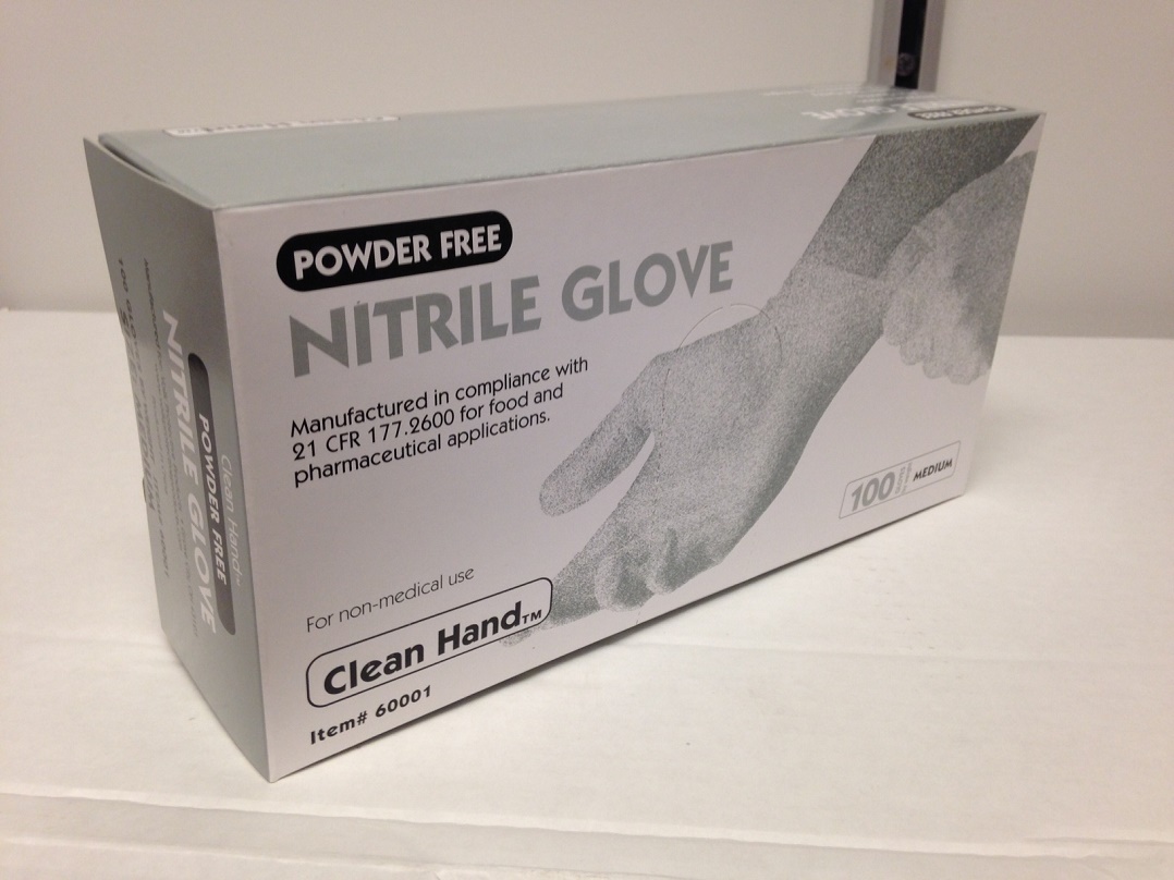 GLOVE NITRILE 5 MIL BLUE;POWDER FREE 100/BX - Disposable